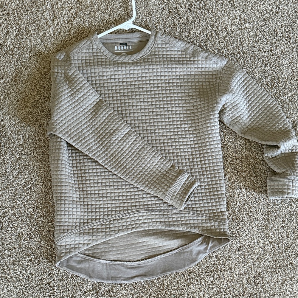 NOBULL Taupe Waffle Knit Crewneck Sweater